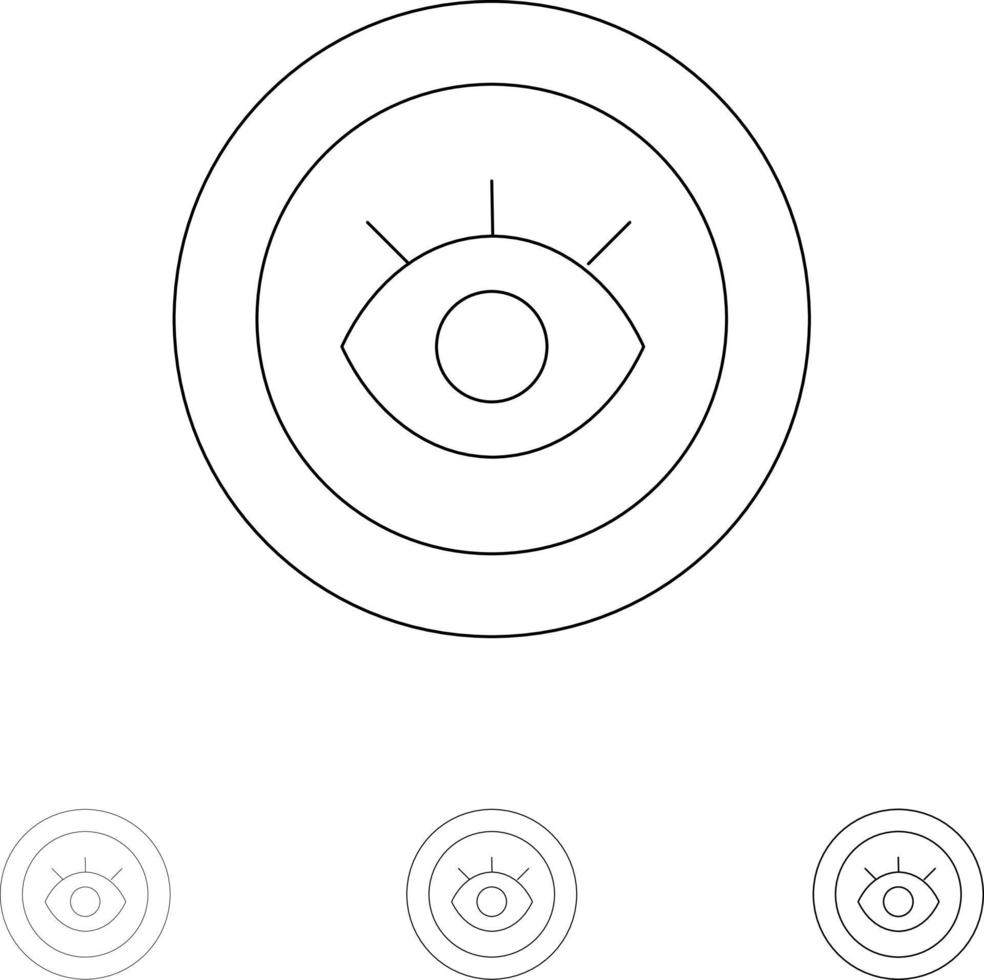 occhio servizio supporto tecnico grassetto e magro nero linea icona impostato vettore