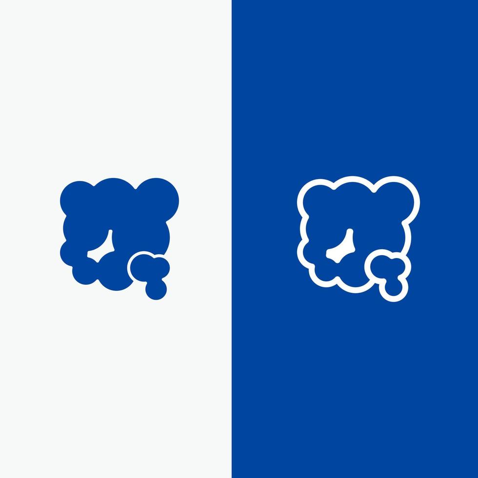 aria polvere ambiente pm2 inquinamento linea e glifo solido icona blu bandiera linea e glifo solido icona blu bandiera vettore