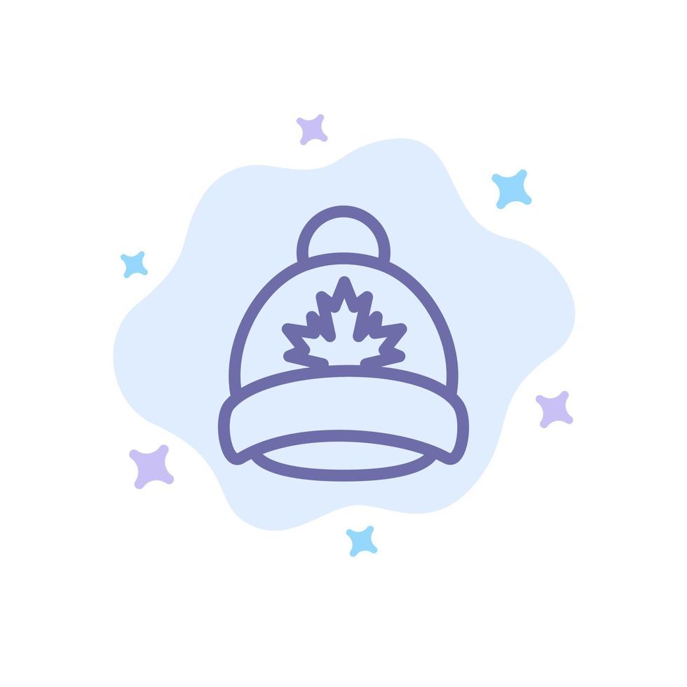 cappello berretto foglia Canada blu icona su astratto nube sfondo vettore