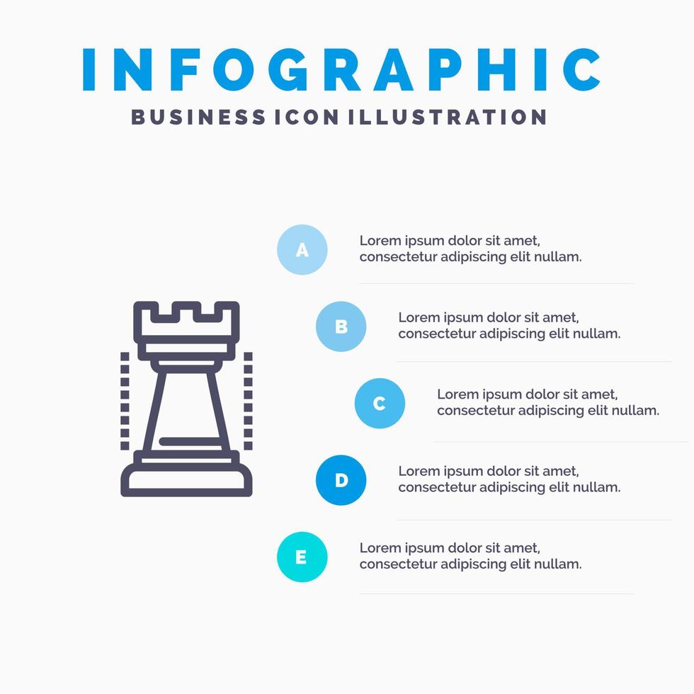 divertimento Giochi re gli sport blu infografica modello 5 passaggi vettore linea icona modello