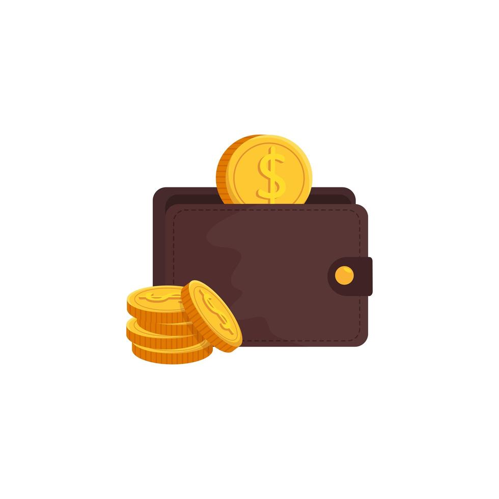 portafoglio con icona isolata di monete vettore