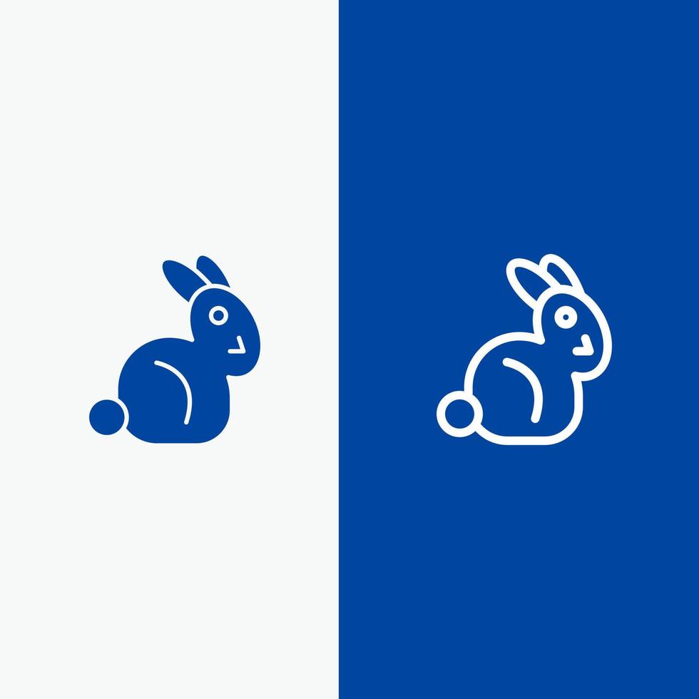 coniglietto Pasqua coniglio linea e glifo solido icona blu bandiera linea e glifo solido icona blu bandiera vettore