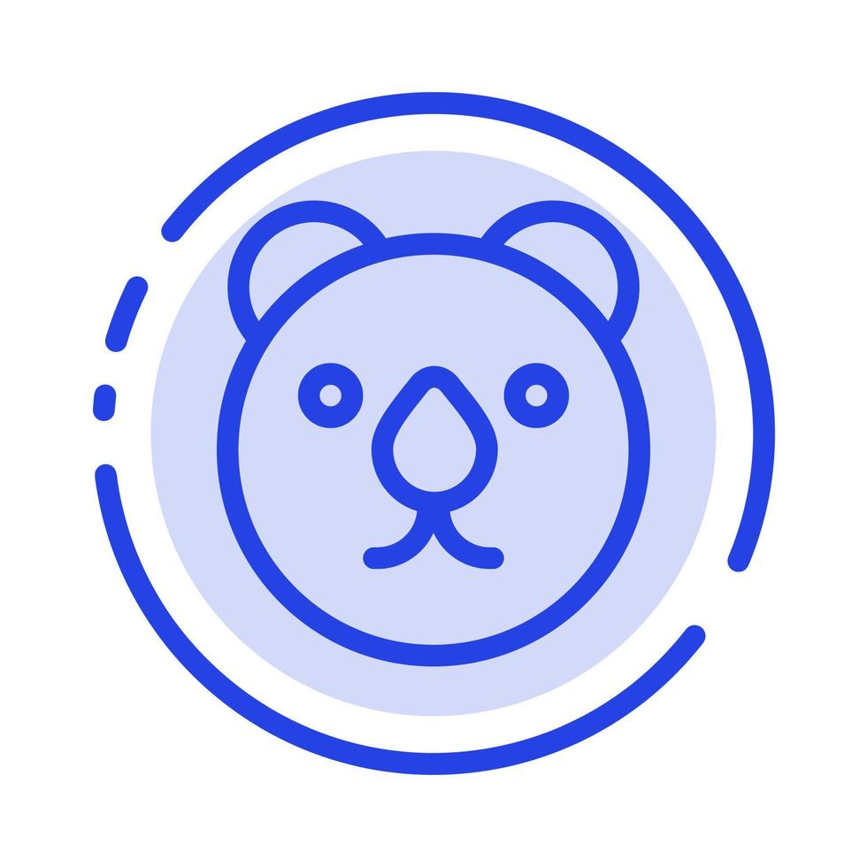 orso testa predatore blu tratteggiata linea linea icona vettore
