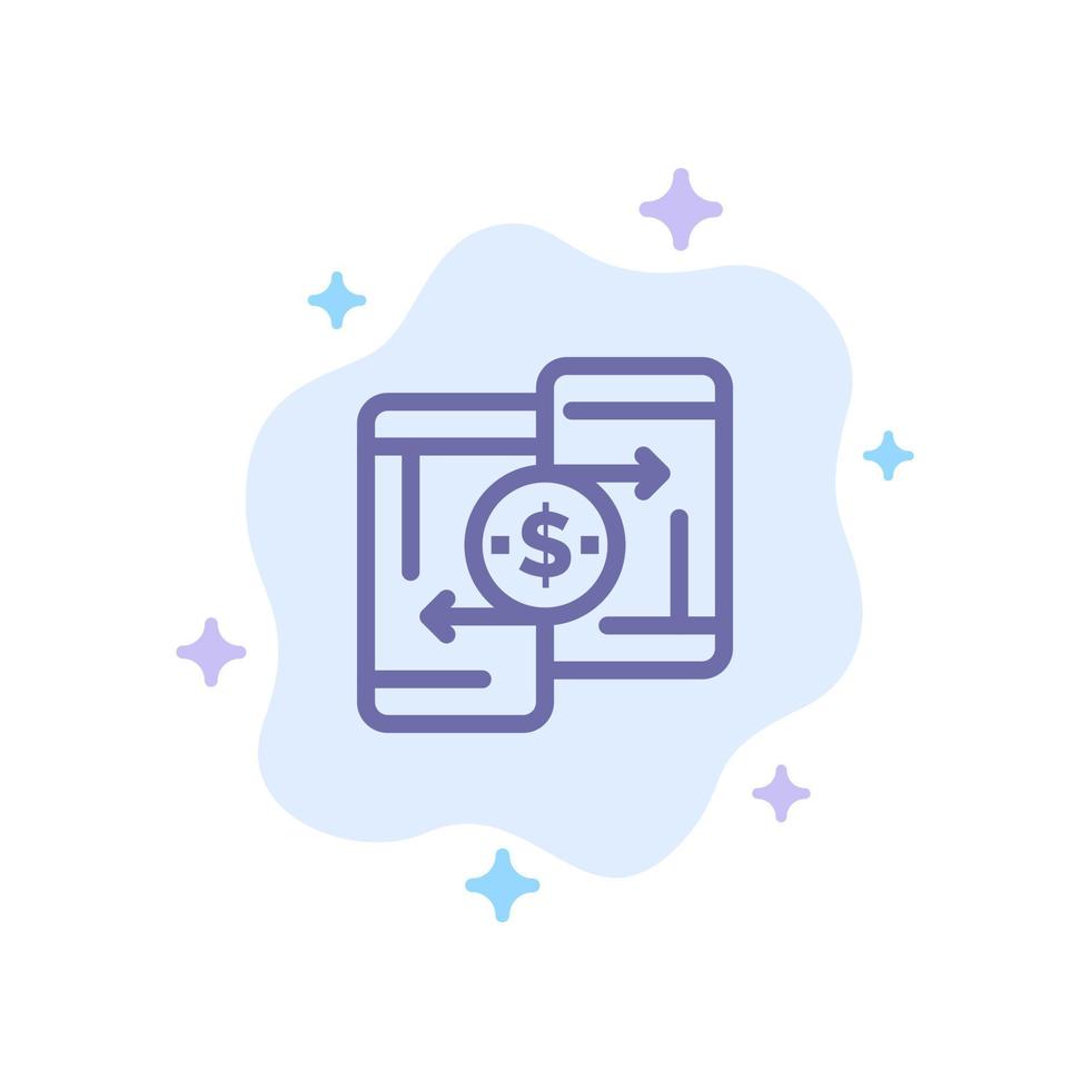 mobile i soldi pagamento peer to peer Telefono blu icona su astratto nube sfondo vettore