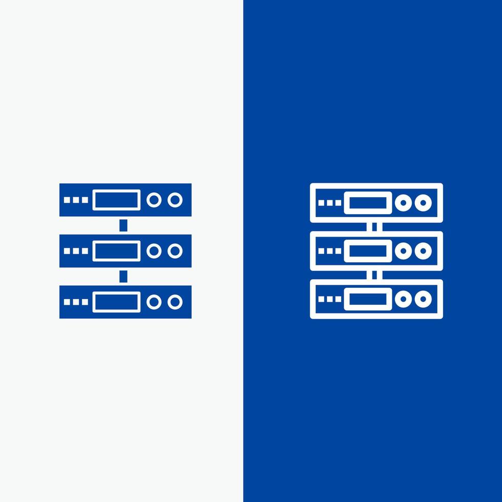 server dati Conservazione nube File linea e glifo solido icona blu bandiera linea e glifo solido icona blu bandiera vettore