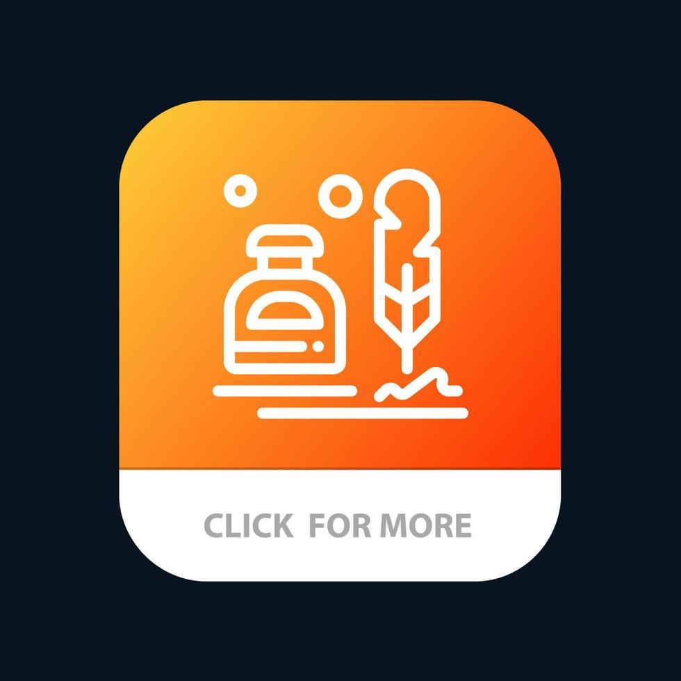 inchiostro erite pelliccia lettera ufficio mobile App pulsante androide e ios linea versione vettore