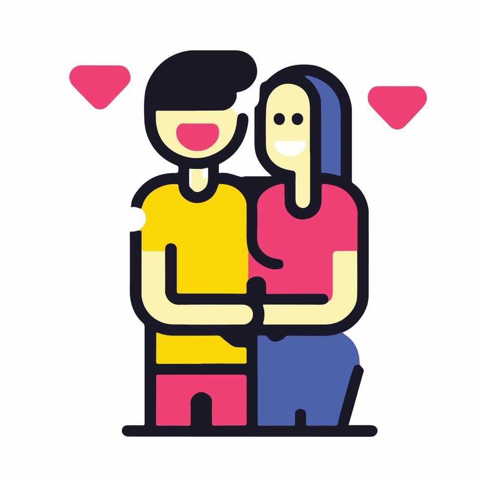 coppie nel amore illustrazione nel piatto cartone animato icona stile vettore