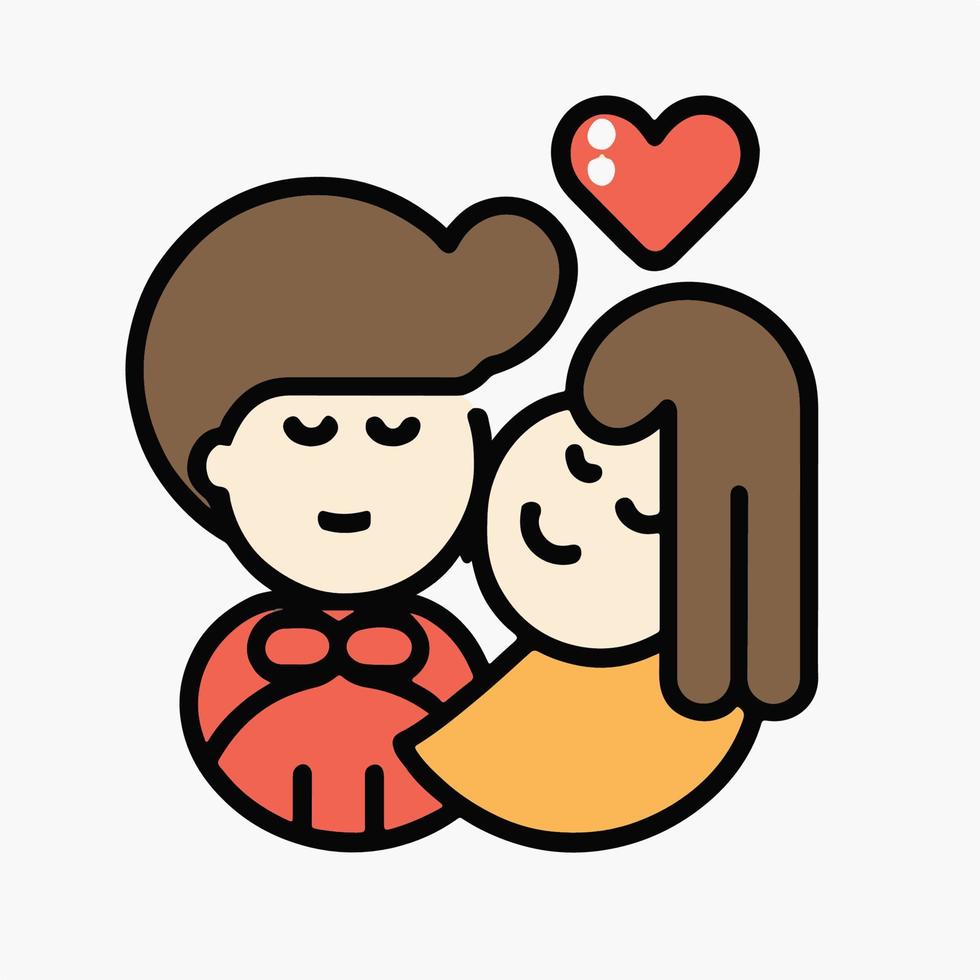 coppie nel amore illustrazione nel piatto cartone animato icona stile vettore