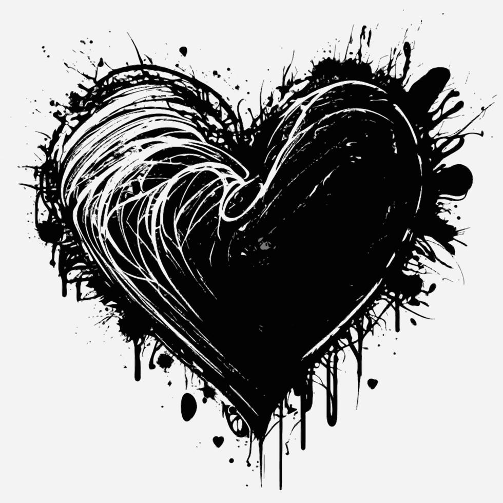 cuore mano disegnato cuore icona cartello - spazzola disegno calligrafia cuore nero cuore simbolo - cuore cartone animato vettore illustrazione