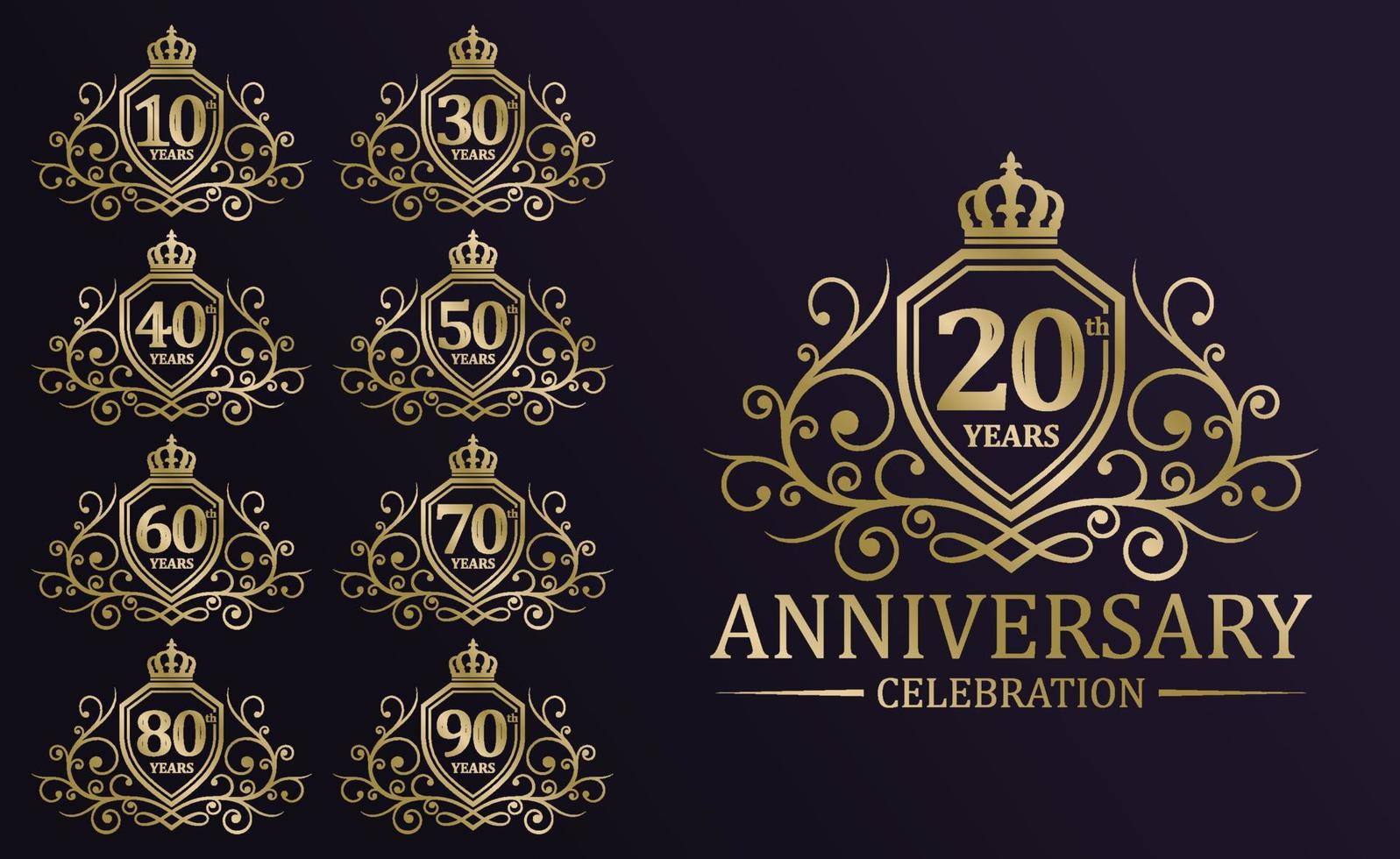 lusso anniversario logo design vettore modello