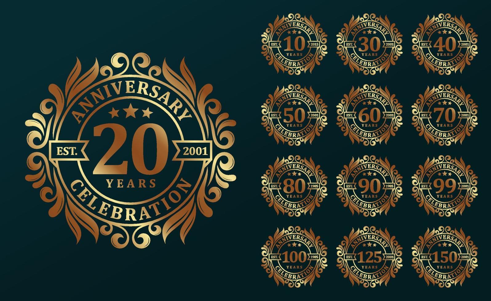 lusso anniversario logo design vettore modello