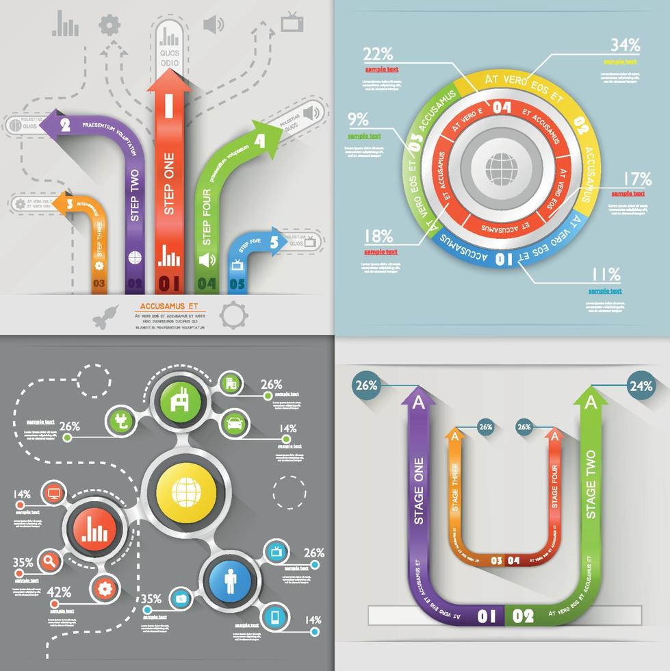 Infografica frecce circuito attività commerciale marketing vettore illustrazione