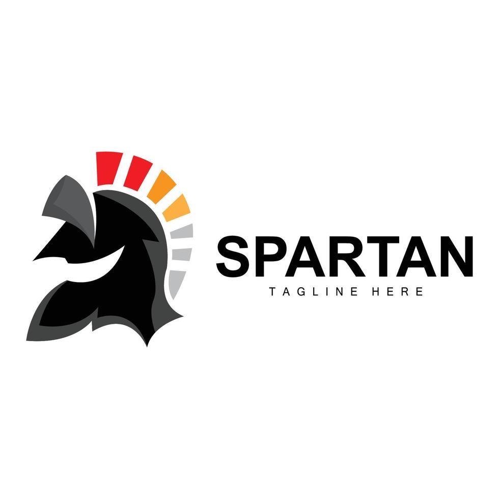 spartano logo, guerra casco completo da uomo vettore, barbaro armatura icona, vichingo, Palestra in forma disegno, fitness vettore