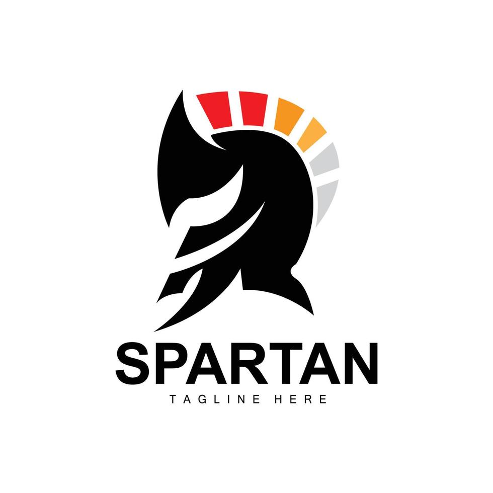 spartano logo, guerra casco completo da uomo vettore, barbaro armatura icona, vichingo, Palestra in forma disegno, fitness vettore