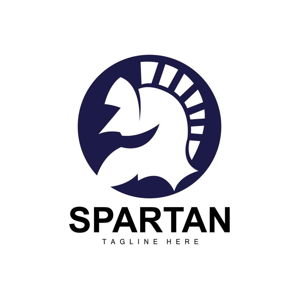 spartano logo, guerra casco completo da uomo vettore, barbaro armatura icona, vichingo, Palestra in forma disegno, fitness vettore