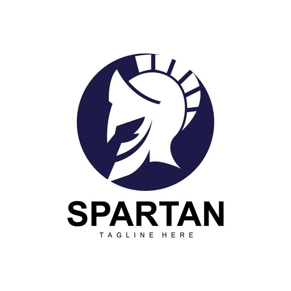 spartano logo, guerra casco completo da uomo vettore, barbaro armatura icona, vichingo, Palestra in forma disegno, fitness vettore