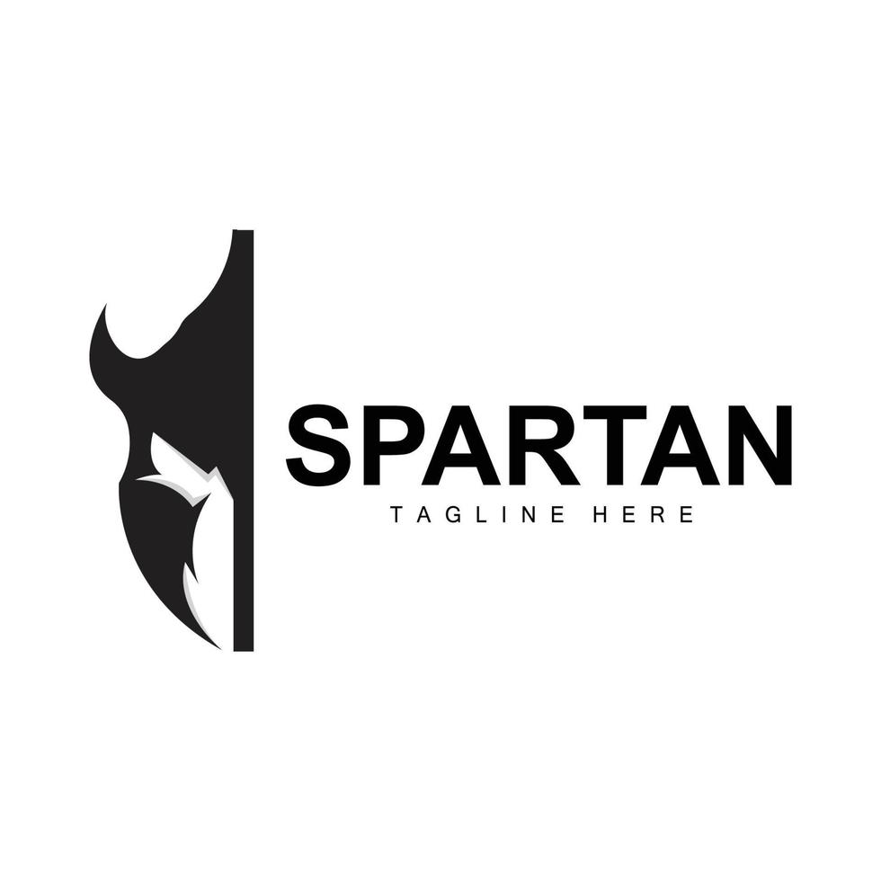 spartano logo, guerra casco completo da uomo vettore, barbaro armatura icona, vichingo, Palestra in forma disegno, fitness vettore