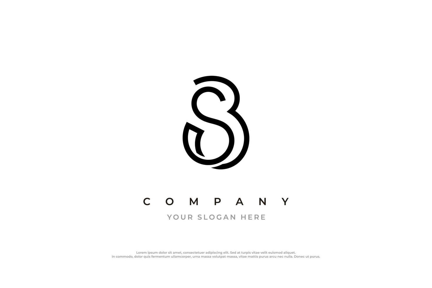 lettera iniziale sb logo o bs logo design template vettoriale