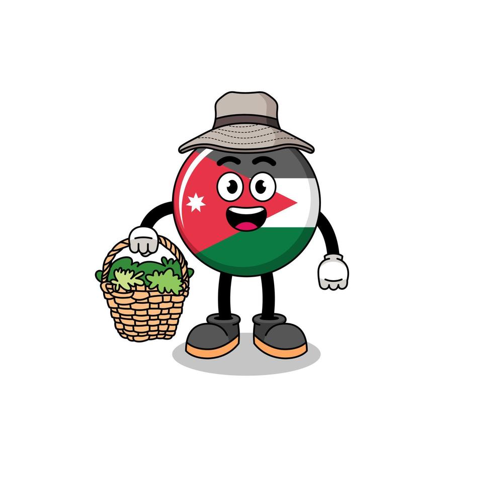 personaggio illustrazione di Giordania bandiera come un' erborista vettore