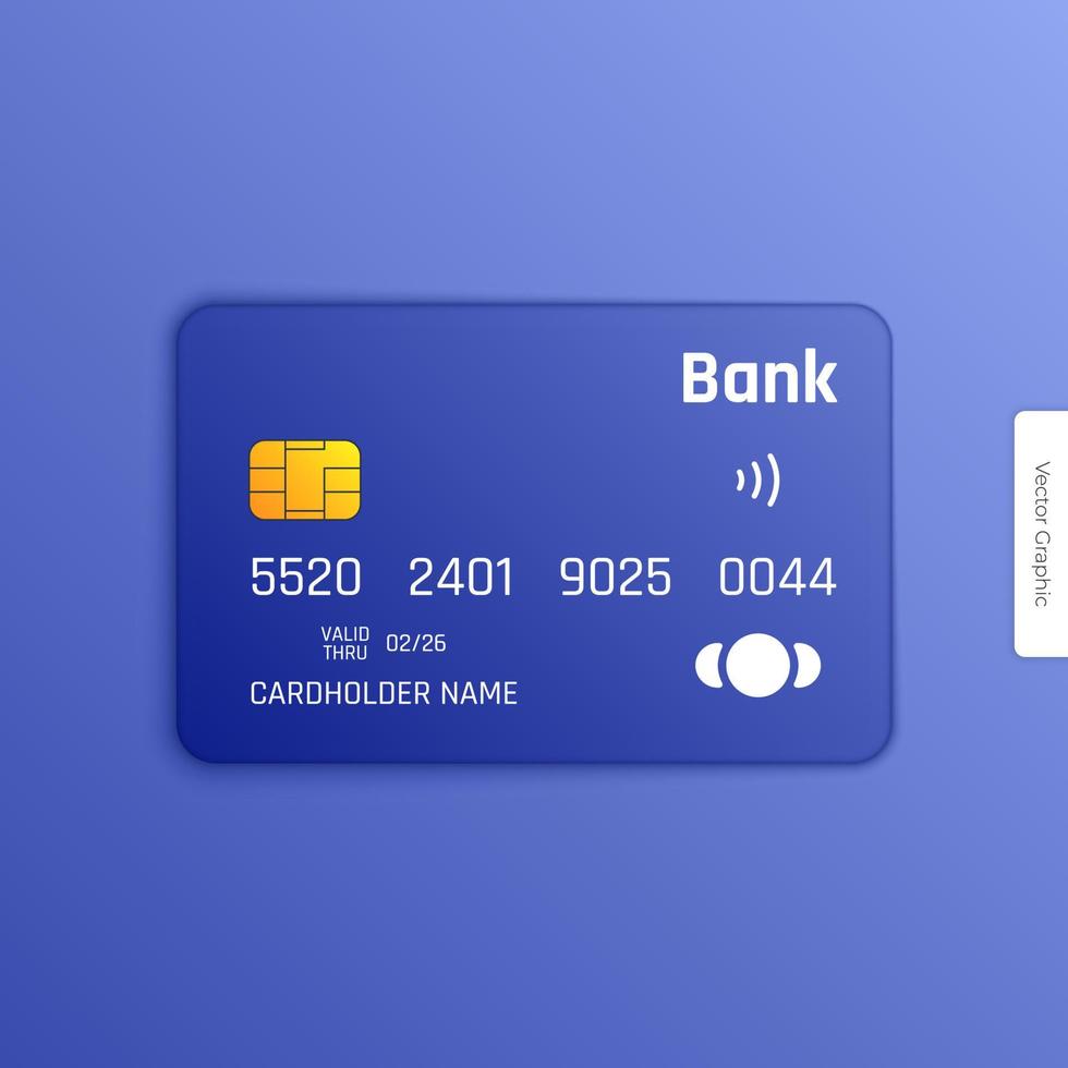 credito carta layout nel vettore formato, isolato su un' blu sfondo, offerta un' realistico modello per attività commerciale e finanza concetti raffigurato come vuoto plastica carte. vettore eps10.