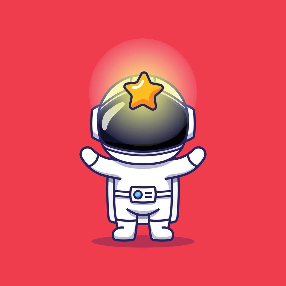 carino astronauta personaggio con un' splendente stella vettore
