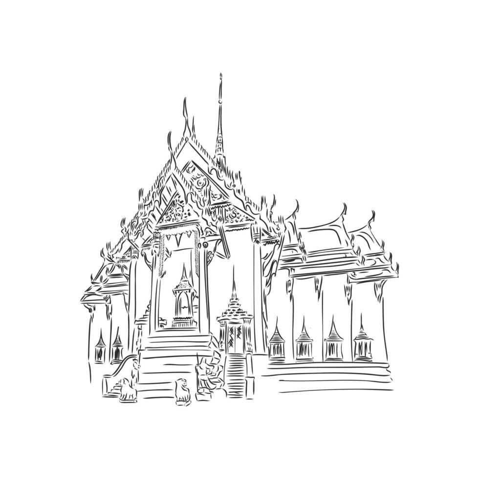 tailandese tempio vettore schizzo