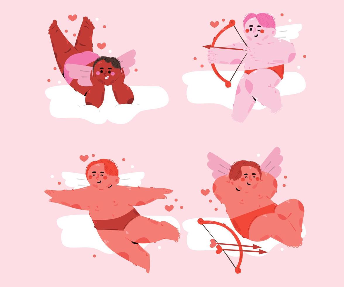 San Valentino giorno Cupido personaggi illustrazione vettore