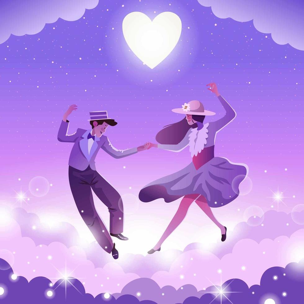 coppia danza nella stella con il chiaro di luna vettore