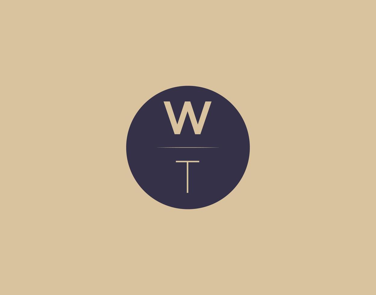 wt lettera moderno elegante logo design vettore immagini