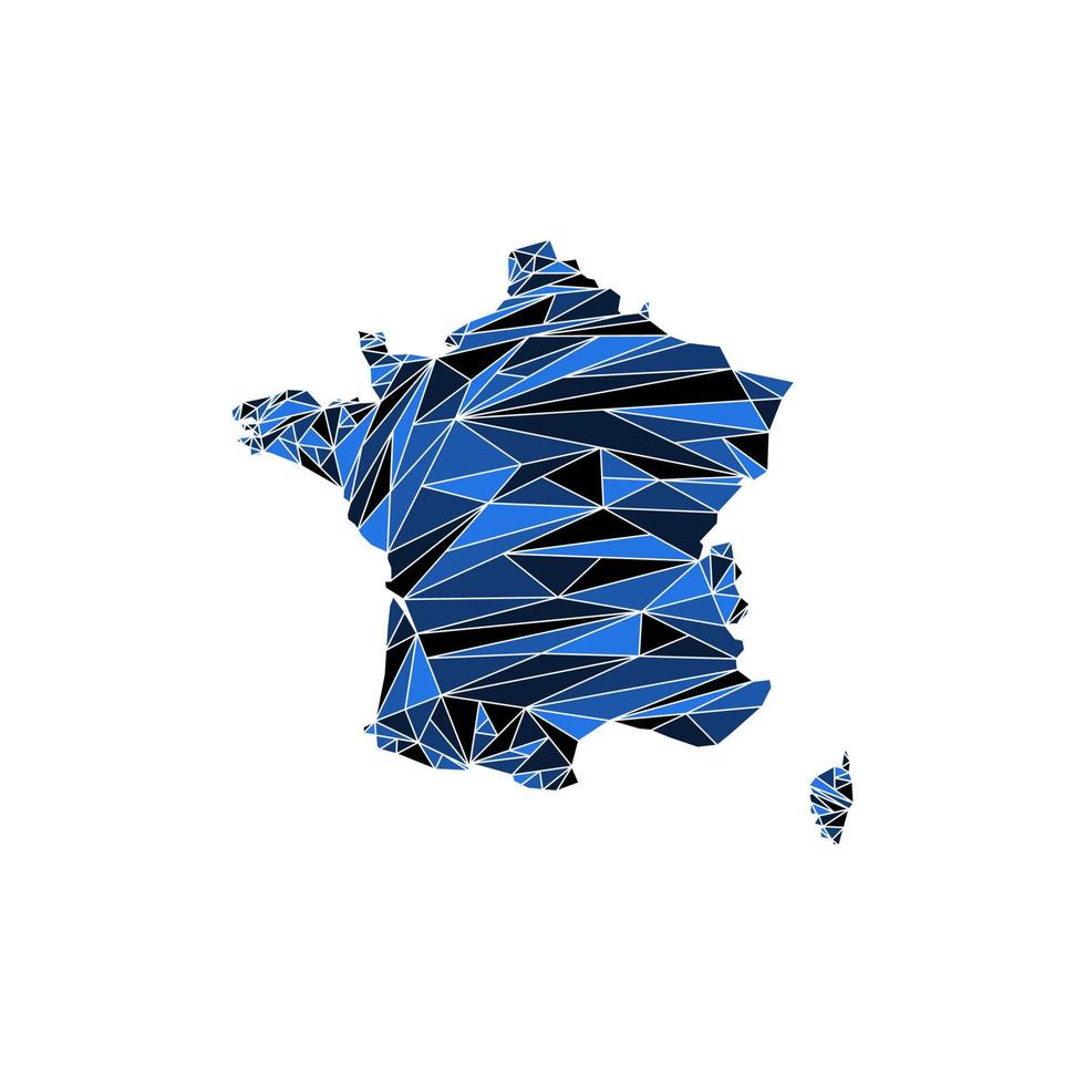 Francia carta geografica colorato poligono illustrazione design vettore