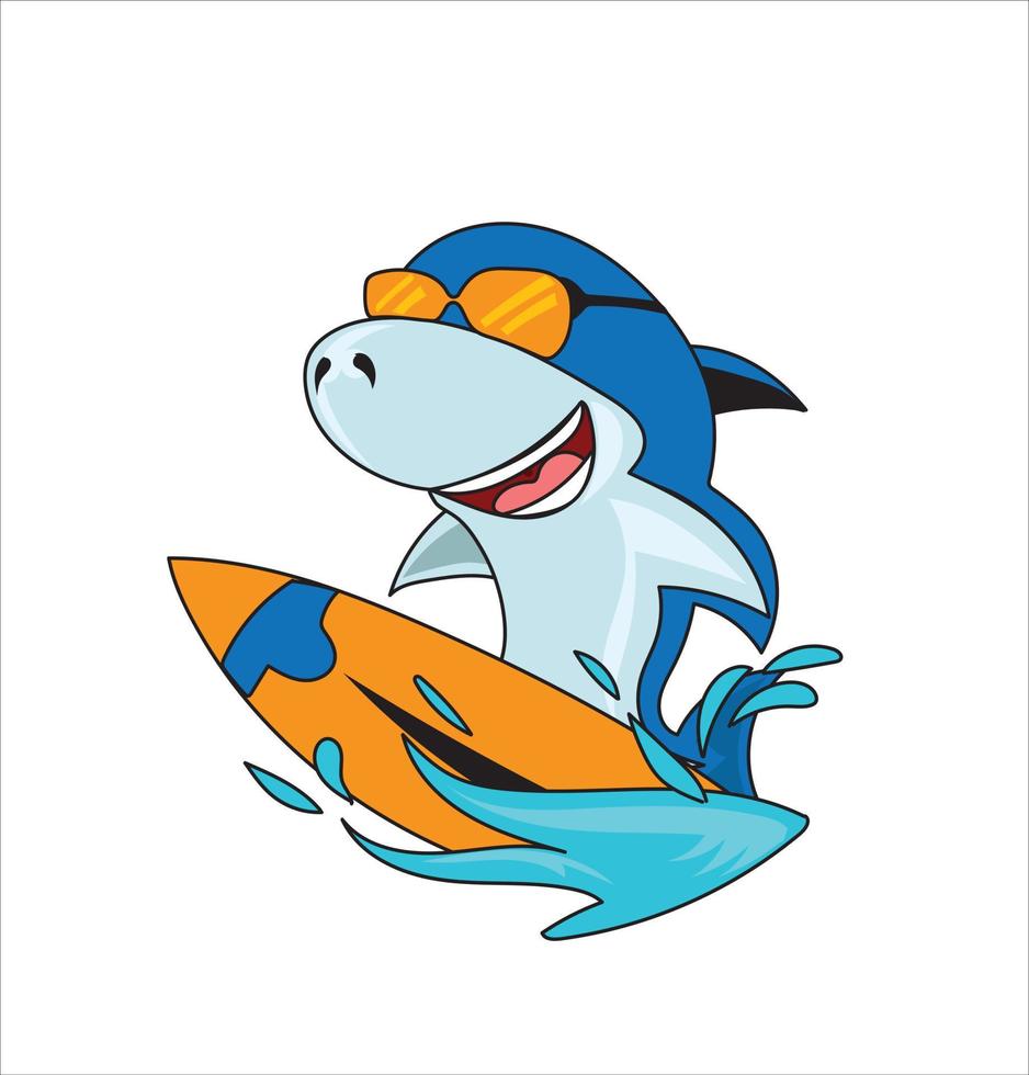 pesce su skateboard vettore illustrazione cartone animato