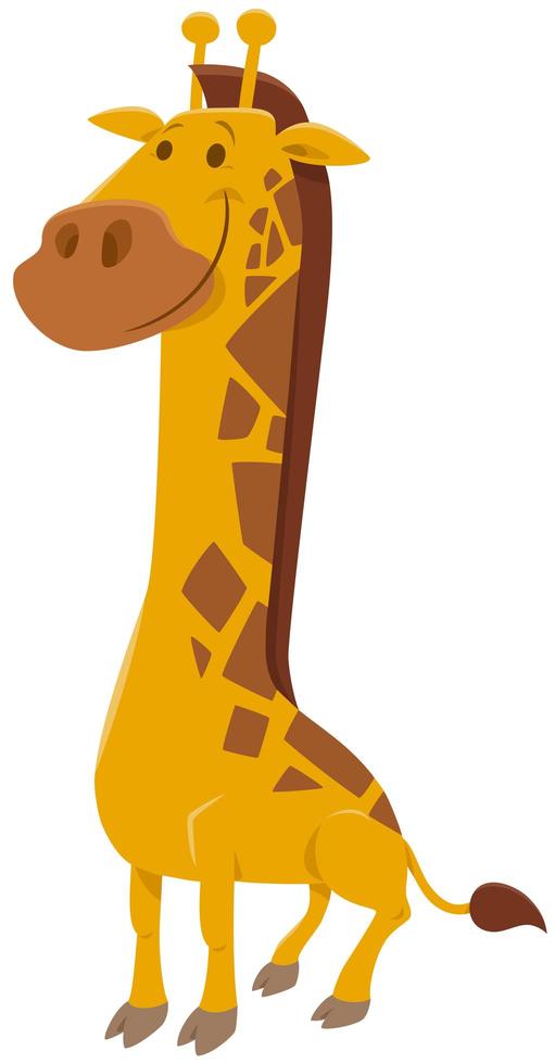 illustrazione divertente del fumetto del carattere animale della giraffa vettore