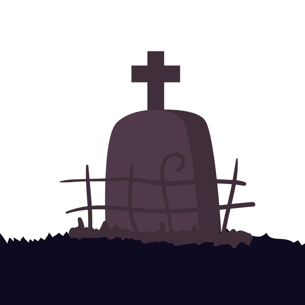 tomba di Halloween del cimitero icona isolata vettore