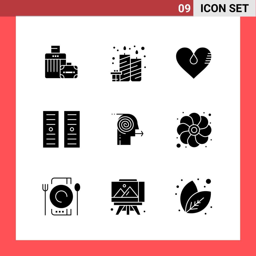 9 icona imballare solido stile glifo simboli su bianca sfondo semplice segni per generale progettazione creativo nero icona vettore sfondo