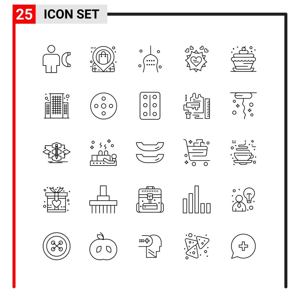 25 generale icone per sito web design Stampa e mobile app. 25 schema simboli segni isolato su bianca sfondo. 25 icona pacchetto. vettore