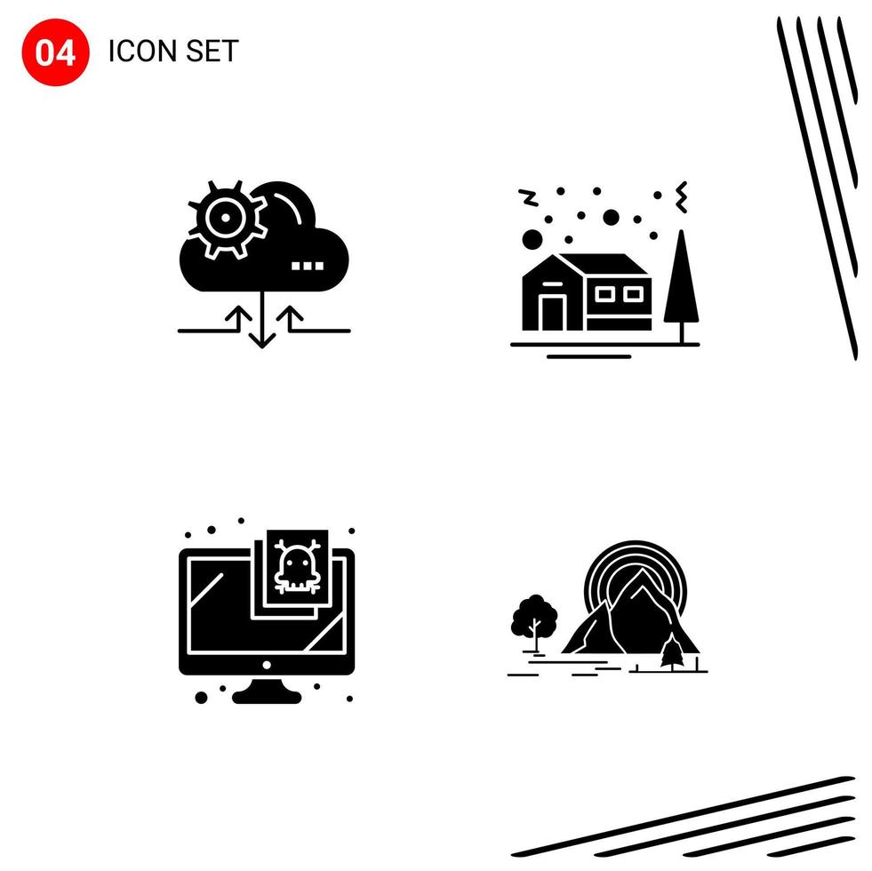collezione di 4 vettore icone nel solido stile. pixel Perfetto glifo simboli per ragnatela e mobile. solido icona segni su bianca sfondo. 4 icone.