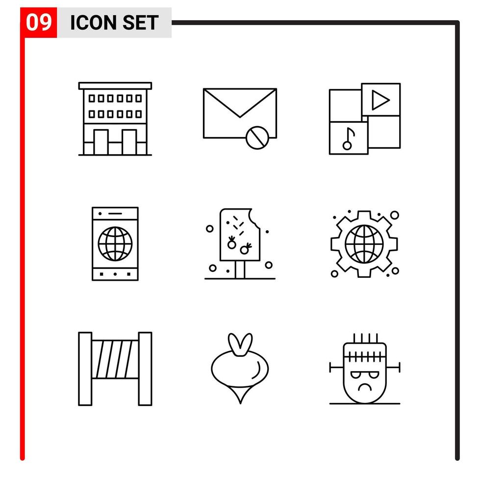 9 generale icone per sito web design Stampa e mobile app. 9 schema simboli segni isolato su bianca sfondo. 9 icona pacchetto. vettore