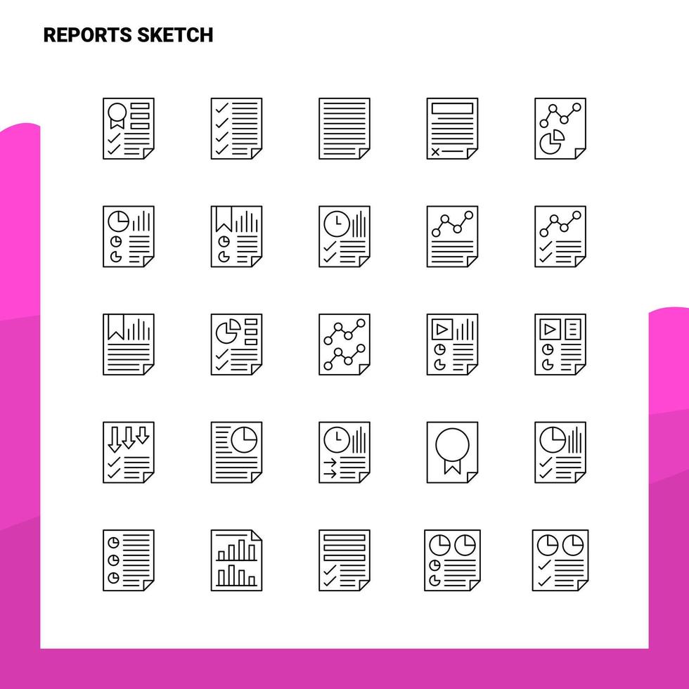 impostato di rapporti schizzo linea icona impostato 25 icone. vettore minimalismo stile design nero icone impostare. lineare pittogramma pacchetto.