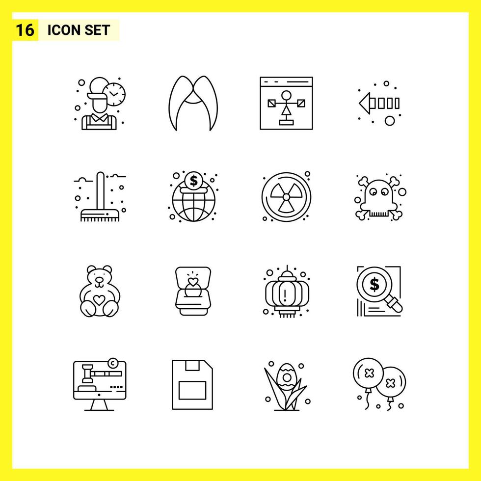 16 icona impostare. semplice linea simboli. schema cartello su bianca sfondo per sito web design mobile applicazioni e Stampa media. vettore