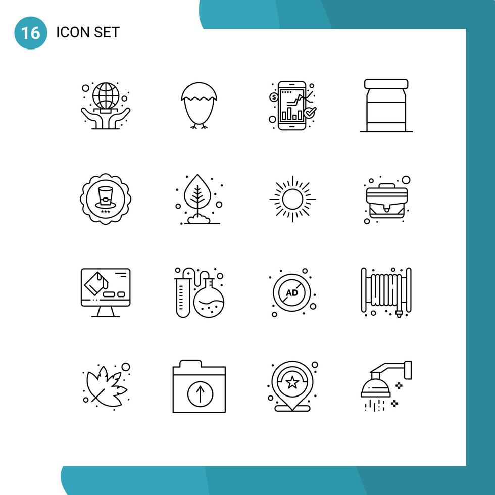 impostato di 16 moderno ui icone simboli segni per cartello bicchiere scambio conserve bambino modificabile vettore design elementi