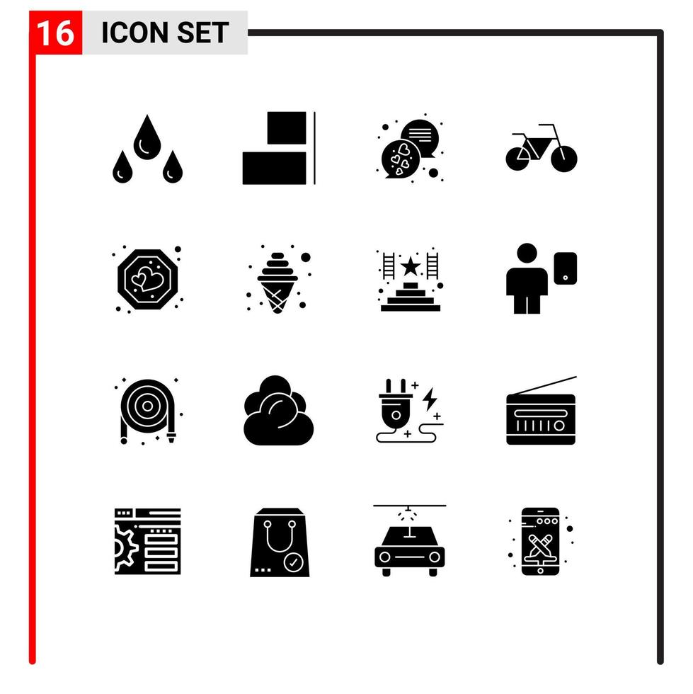 universale icona simboli gruppo di 16 moderno solido glifi di crema etichetta messaggi etichetta preferito modificabile vettore design elementi