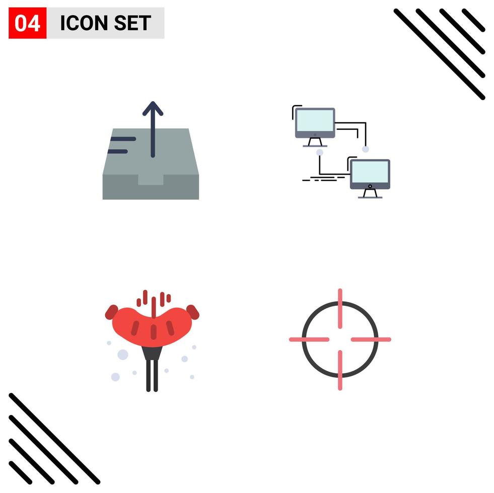 4 universale piatto icona segni simboli di cassetta postale Maiale Locale sync campeggio modificabile vettore design elementi