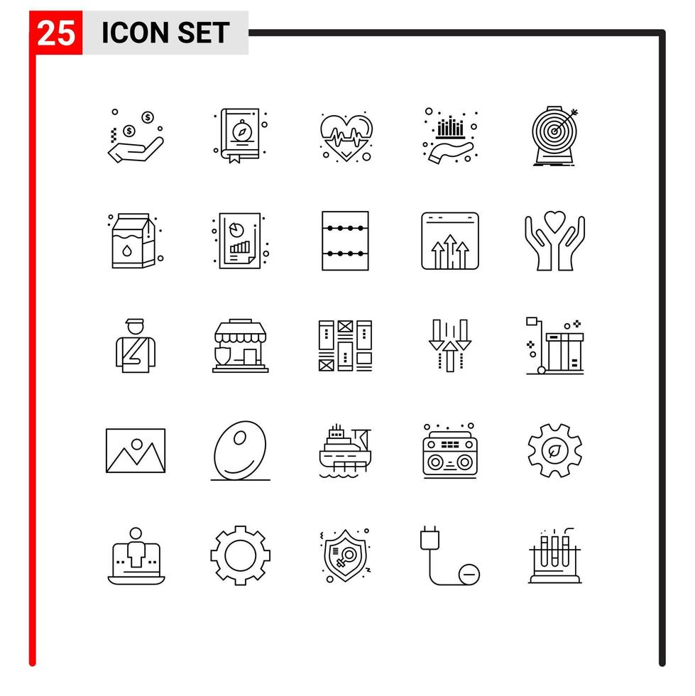 pittogramma impostato di 25 semplice Linee di scopo mercato pulse gestione risorsa modificabile vettore design elementi