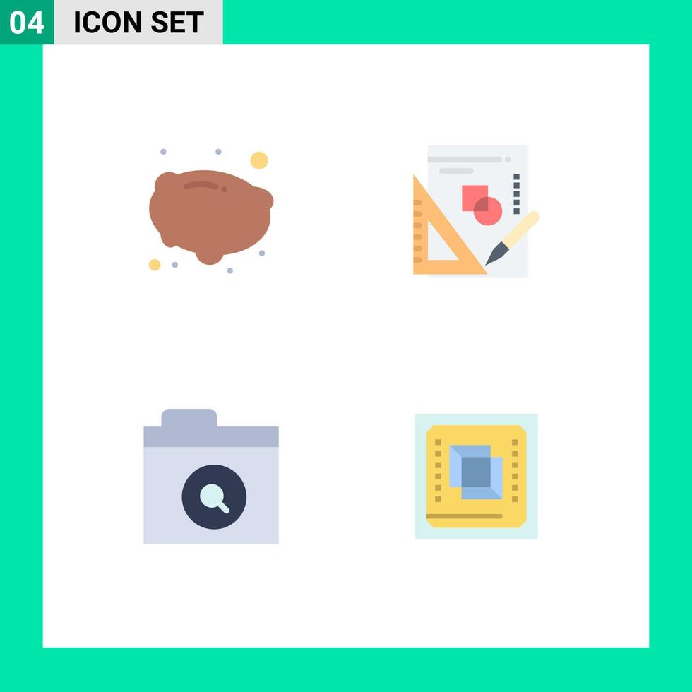 4 tematico vettore piatto icone e modificabile simboli di cibo trova libro grafico computer modificabile vettore design elementi