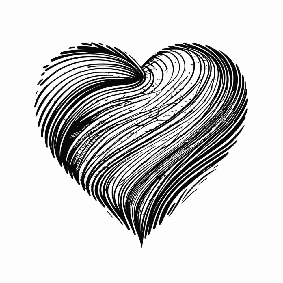 cuore mano disegnato cuore icona cartello - spazzola disegno calligrafia cuore nero cuore simbolo - cuore cartone animato vettore illustrazione