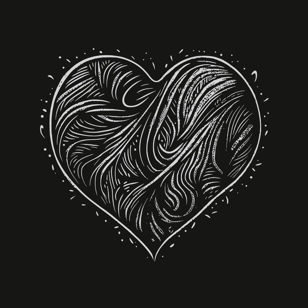 cuore mano disegnato cuore icona cartello - spazzola disegno calligrafia cuore nero cuore simbolo - cuore cartone animato vettore illustrazione