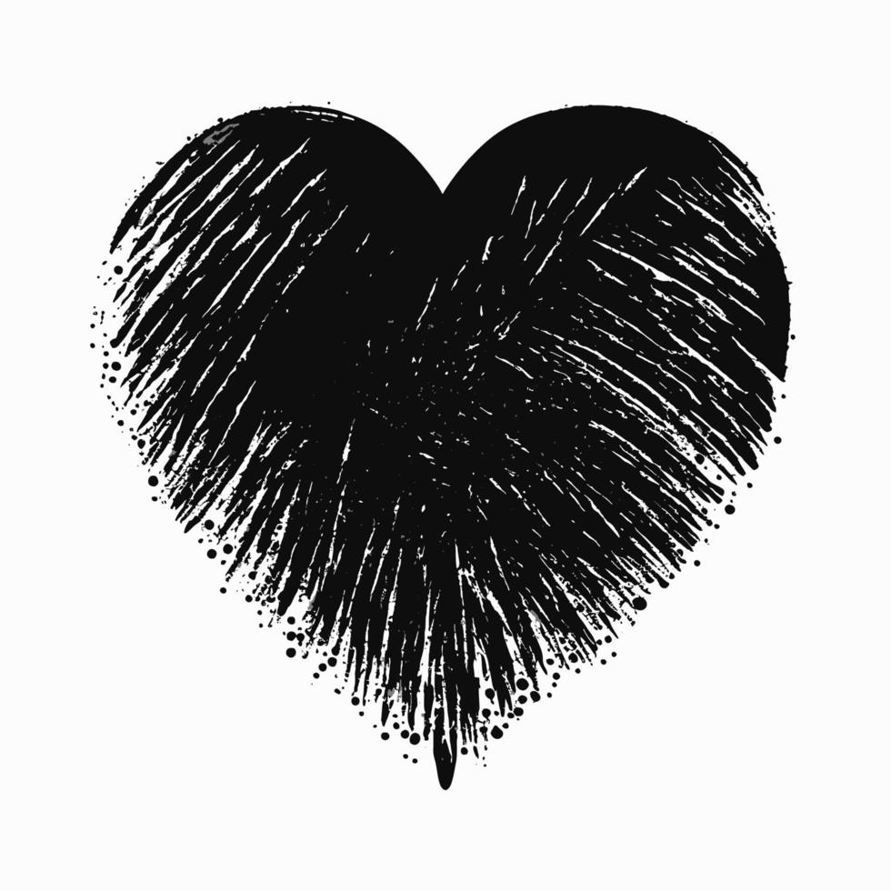 cuore mano disegnato cuore icona cartello - spazzola disegno calligrafia cuore nero cuore simbolo - cuore cartone animato vettore illustrazione