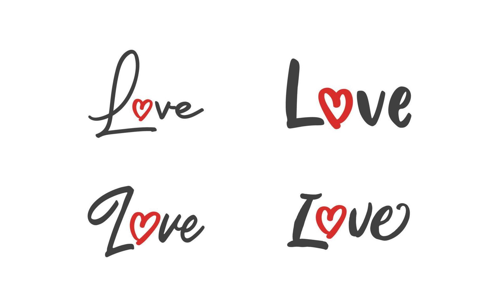 amore lettering con cuore forma icona. mano disegnato stile romantico carta design. vettore