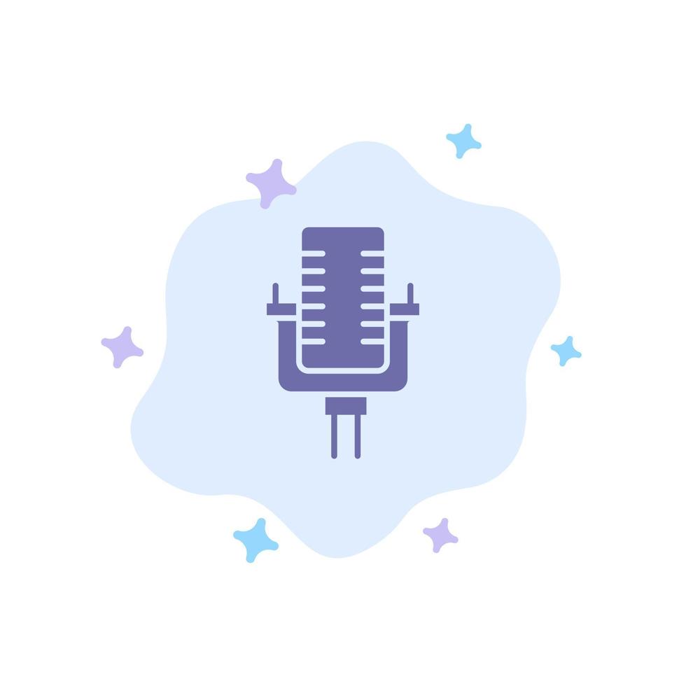 microfono multimedia disco canzone blu icona su astratto nube sfondo vettore