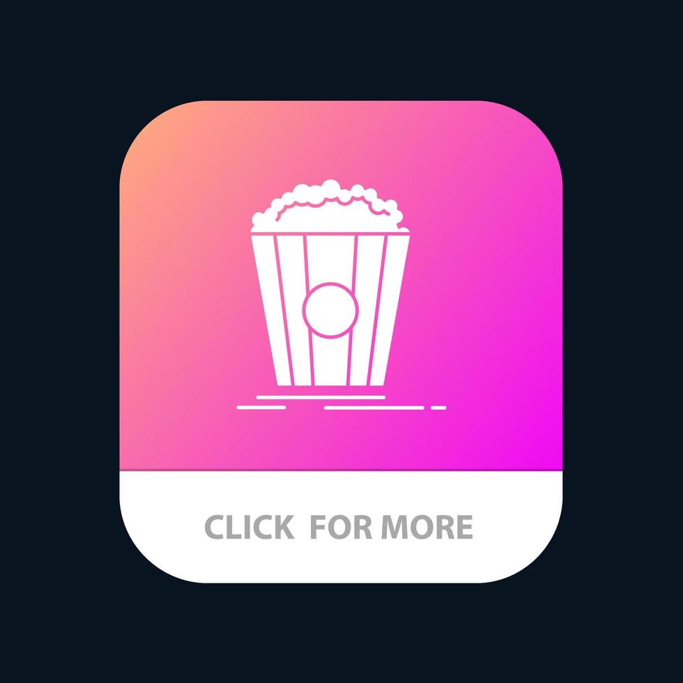 Popcorn Teatro film merenda mobile App pulsante androide e ios glifo versione vettore